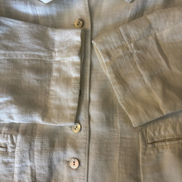 EILEEN FISHER Creamy linen blend boxy jacket w/ Mandarin collar Long sleeves PL - Picture 15 of 16